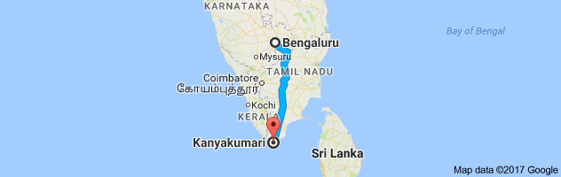 Bangalore to Kanyakumari  route, distance, time and road conditions