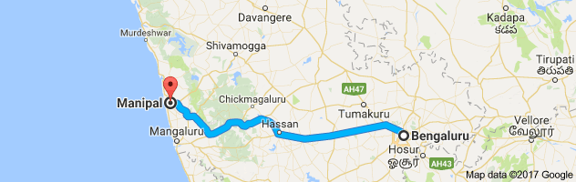 Bangalore to Manipal route, distance, time and road conditions