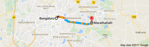 Bangalore to Marathahalli route, distance, time and road conditions