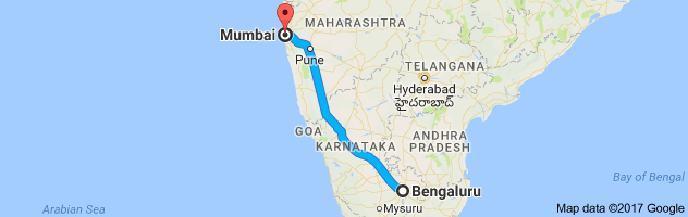 Bangalore to Mumbai route, distance, time and road conditions