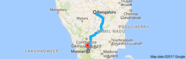 Bangalore to Munnar route, distance, time and road conditions