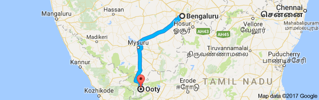 Bangalore to Ooty route, distance, time and road conditions