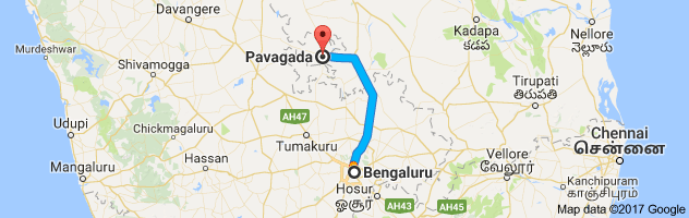 Bangalore to Pavagada   route, distance, time and road conditions