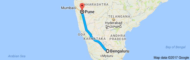 Bangalore to Pune  route, distance, time and road conditions