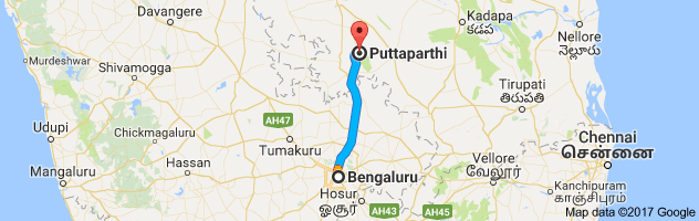 Bangalore to Puttaparthi route, distance, time and road conditions