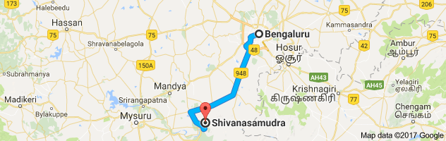 Bangalore to Shivanasamudram route, distance, time and road conditions