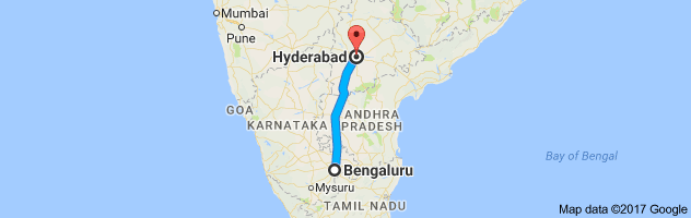 Bangalore to  Hyderabad  route, distance, time and road conditions