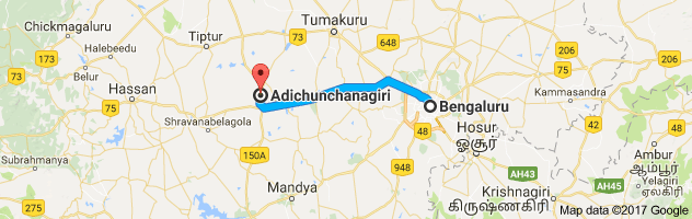 Bangalore to Adichunchangiri route, distance, time and road conditions