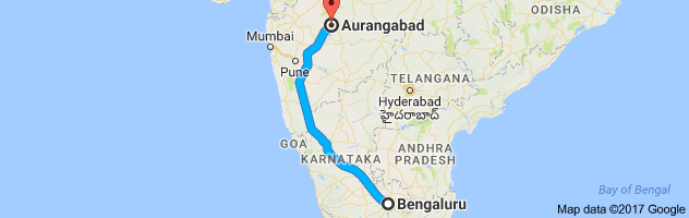 Bangalore to  Aurangabad route, distance, time and road conditions