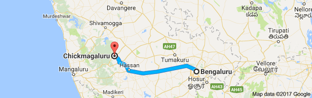 Bangalore to  Chikmagalur  route, distance, time and road conditions