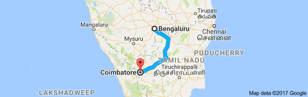 Bangalore to  Coimbatore  route, distance, time and road conditions