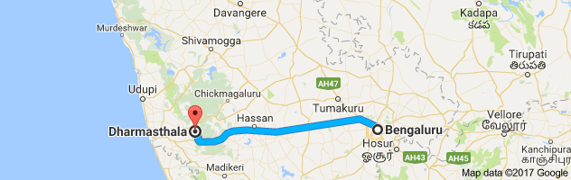 Bangalore to  Dharmasthala   route, distance, time and road conditions