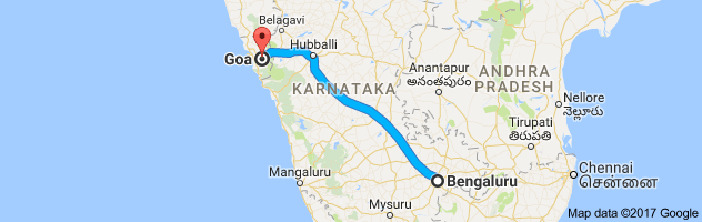 Bangalore to  Goa route, distance, time and road conditions