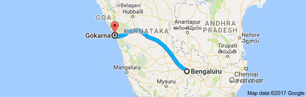 Bangalore to  Gokarna  route, distance, time and road conditions