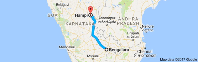 Bangalore to  Hampi  route, distance, time and road conditions