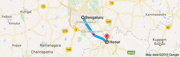 Bangalore to  Hosur route, distance, time and road conditions