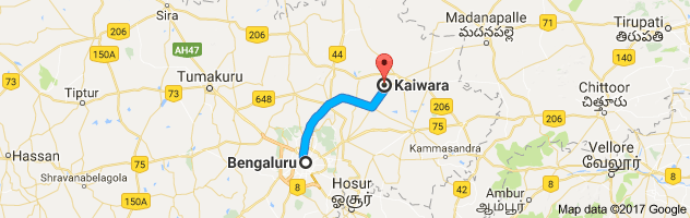 Bangalore to  Kaiwara route, distance, time and road conditions