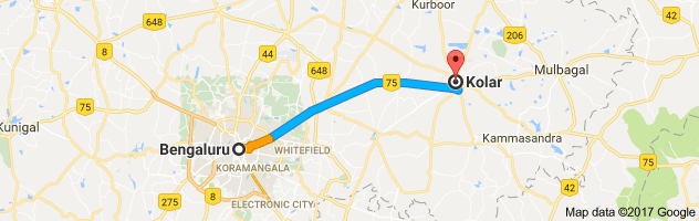 Bangalore to Kolar route, distance, time and road conditions