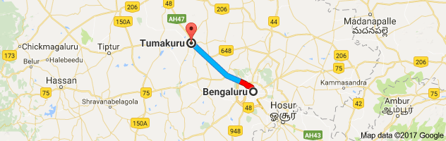 Bangalore to Tumkur route, distance, time and road conditions