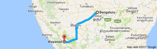 Bangalore to Wayanad route, distance, time and road conditions