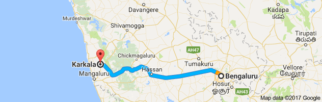 Bangalore to  Karkala  route, distance, time and road conditions