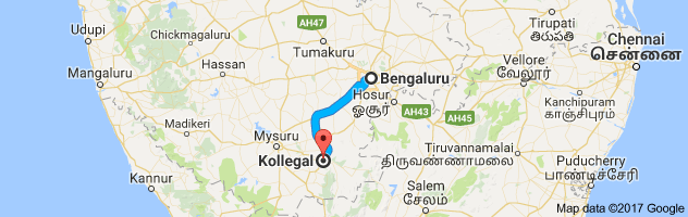 Bangalore to Kollegala  route, distance, time and road conditions