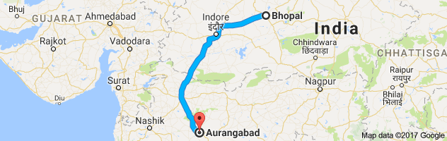 Bhopal to  Aurangabad route, distance, time and road conditions