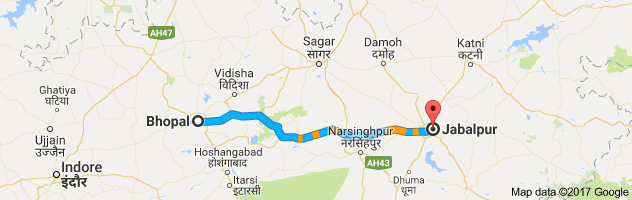 Bhopal to Jabalpur  route, distance, time and road conditions