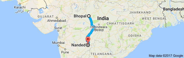 Bhopal to  Nanded  route, distance, time and road conditions