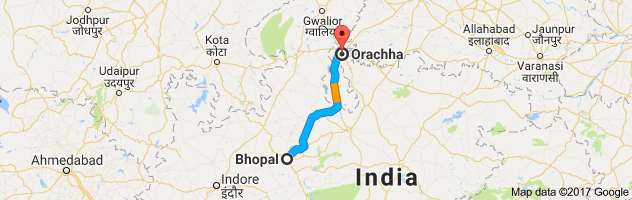 Bhopal to  Orchha route, distance, time and road conditions