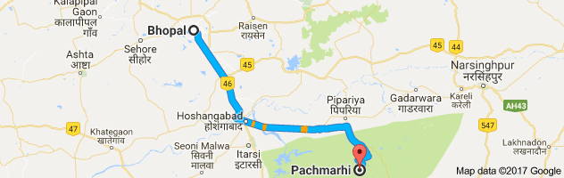 Bhopal to  Pachmarhi   route, distance, time and road conditions