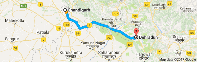 Chandigarh to Dehradun  route, distance, time and road conditions