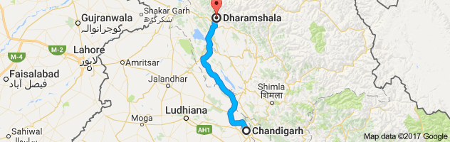 Chandigarh to Dharamshala   route, distance, time and road conditions