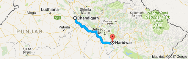 Chandigarh to Haridwar  route, distance, time and road conditions