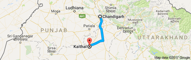 Chandigarh to Kaithal  route, distance, time and road conditions