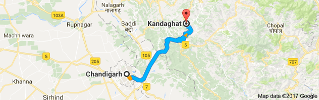 Chandigarh to Kandaghat route, distance, time and road conditions