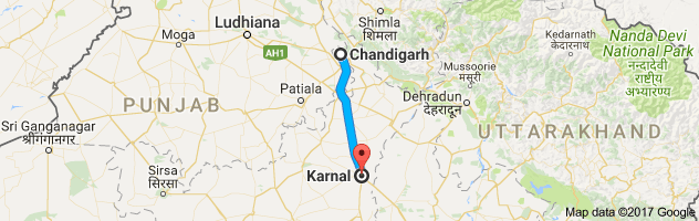 Chandigarh to Karnal route, distance, time and road conditions