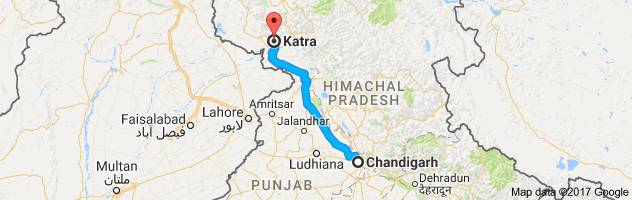 Chandigarh to Katra route, distance, time and road conditions