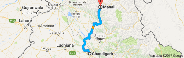 Chandigarh to Manali route, distance, time and road conditions