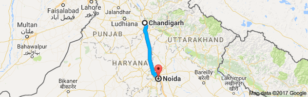 Chandigarh to Noida route, distance, time and road conditions