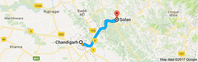 Chandigarh to Solan route, distance, time and road conditions