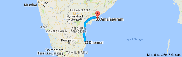 Chennai to Amalapuram  route, distance, time and road conditions