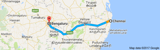 Chennai to Bangalore   route, distance, time and road conditions