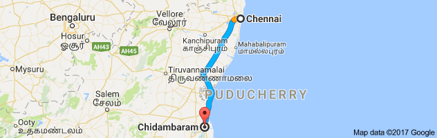 Chennai to Chidambaram   route, distance, time and road conditions