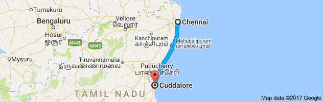 Chennai to Cuddalore   route, distance, time and road conditions