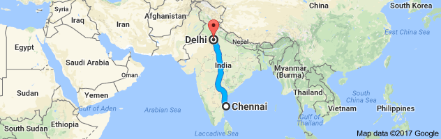 Chennai to Delhi   route, distance, time and road conditions