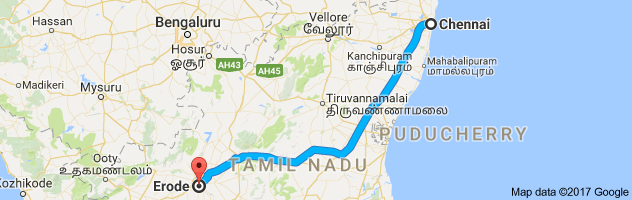 Chennai to Erode route, distance, time and road conditions