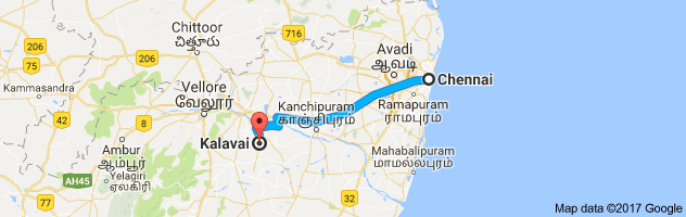 Chennai to Kalavai route, distance, time and road conditions