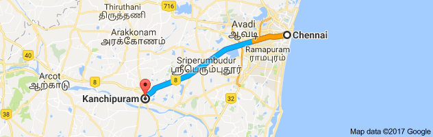 Chennai to Kanchipuram route, distance, time and road conditions