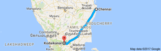 Chennai to Kodaikanal route, distance, time and road conditions